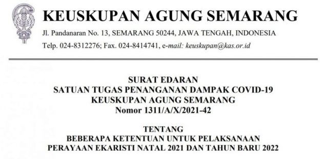 SURAT EDARAN SATGAS COVID19 KEUSUKUPAN AGUNG SEMARANG